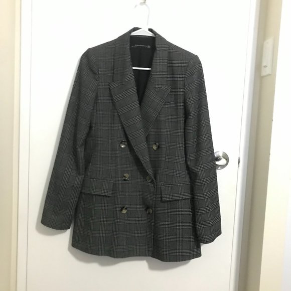 Zara Double-Breasted Check Blazer - Picture 6 of 6